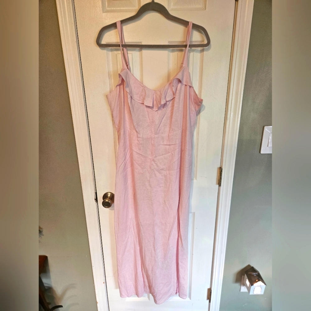 Pink ruffle maxi dress